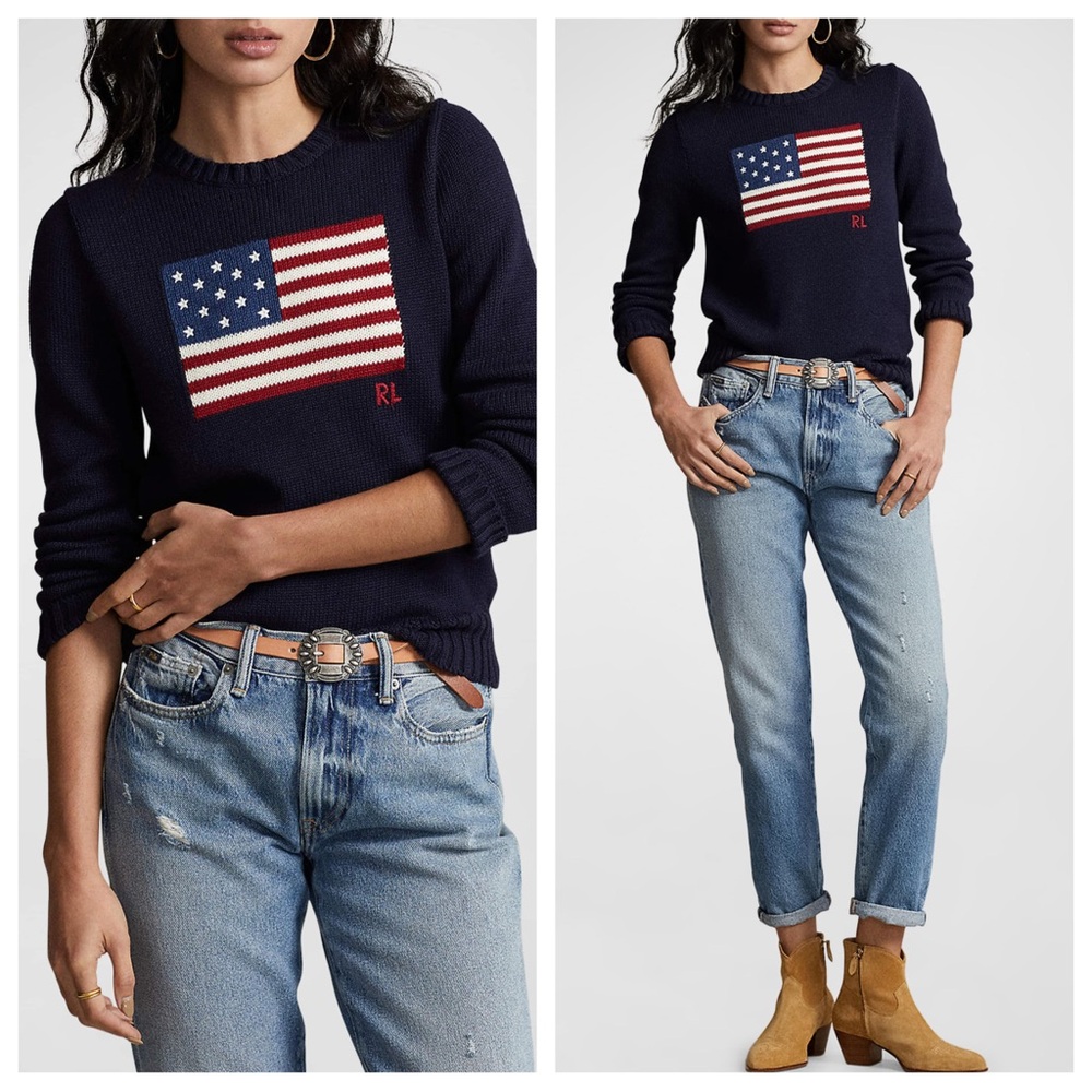 Ralph Lauren The Iconic Flag Sweater in Navy